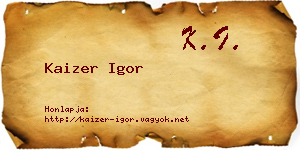 Kaizer Igor névjegykártya